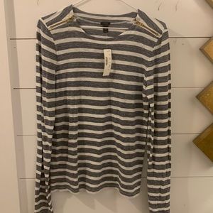 NWTS J. Crew XS Grey and White long sleeve stripe t shirt.